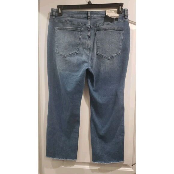 DL1961 Mara Straight High Rise Instasculpt Ankle-Dark Riviera Frayed Size18W NWT - Picture 2 of 9